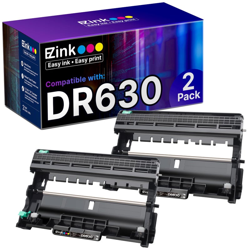 E-Z Ink Compatible Drum Unit (Not Toner) Replacement for Brother DR630 DR 630 to Compatible with DCP-L2520DW DCP-L2540DW HL-L2300D HL-L2305W HL-L2320D HL-L2340DW HL-L2380DW HL-L2680W (2 Pack) - Image 1